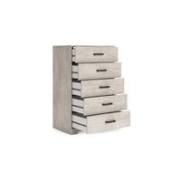 Shawn Tall Dresser Chest, 5 Drawers, Black Handles, Light Gray 46 Inch -BM328136