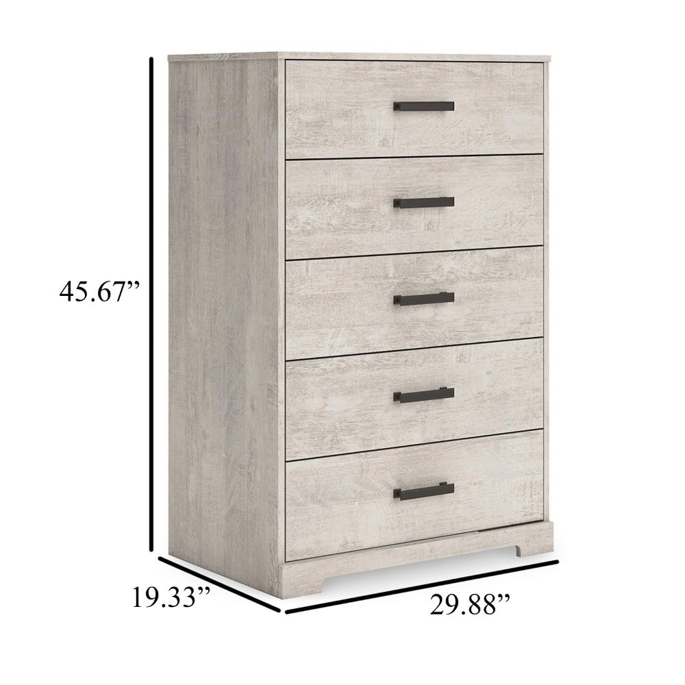 Shawn Tall Dresser Chest, 5 Drawers, Black Handles, Light Gray 46 Inch -BM328136