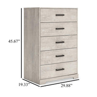 Shawn Tall Dresser Chest, 5 Drawers, Black Handles, Light Gray 46 Inch -BM328136