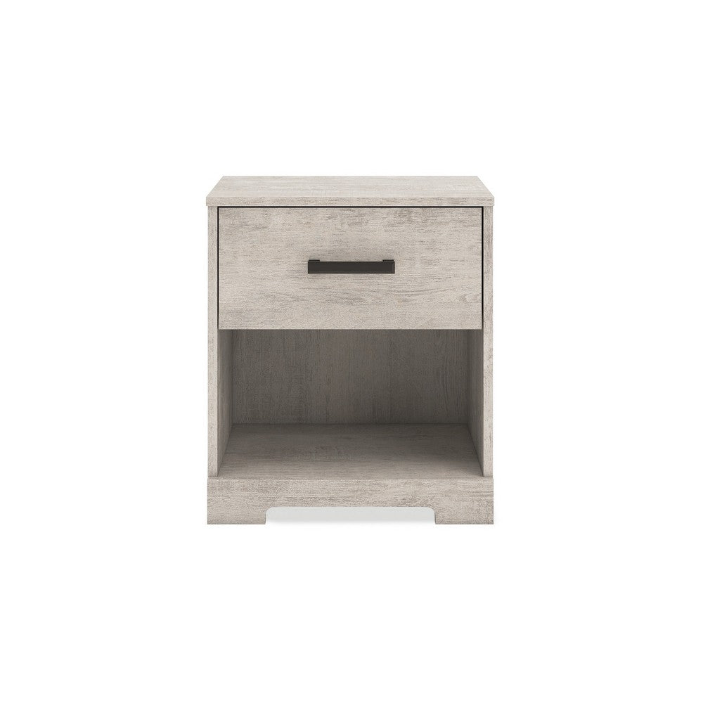 Shawn Nightstand, 1 Drawer and 1 Shelf, Light Gray Wood, 20 Inch -BM328137