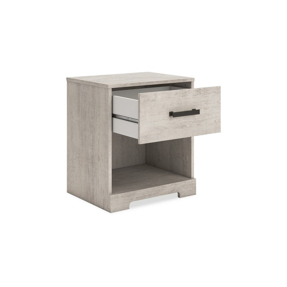 Shawn Nightstand, 1 Drawer and 1 Shelf, Light Gray Wood, 20 Inch -BM328137
