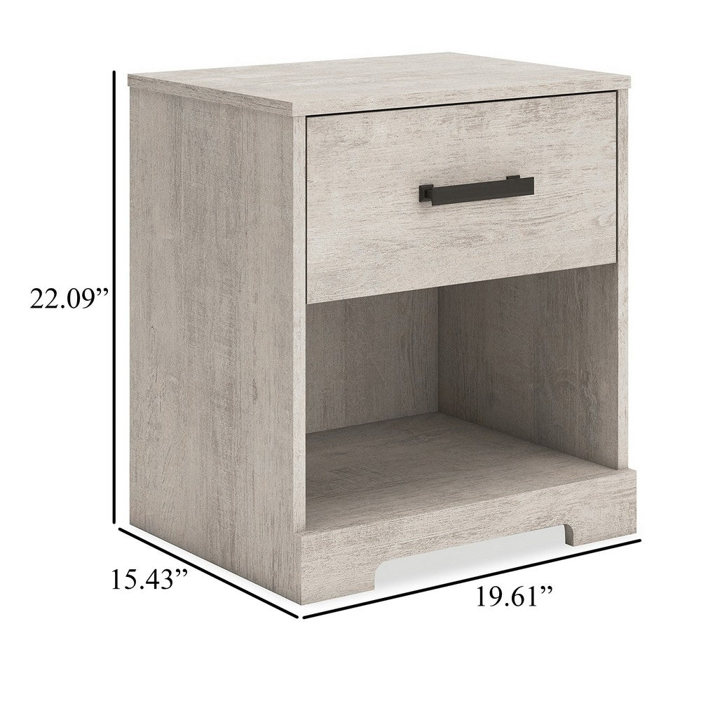 Shawn Nightstand, 1 Drawer and 1 Shelf, Light Gray Wood, 20 Inch -BM328137