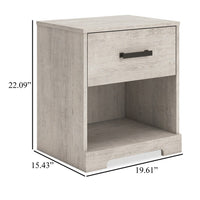 Shawn Nightstand, 1 Drawer and 1 Shelf, Light Gray Wood, 20 Inch -BM328137