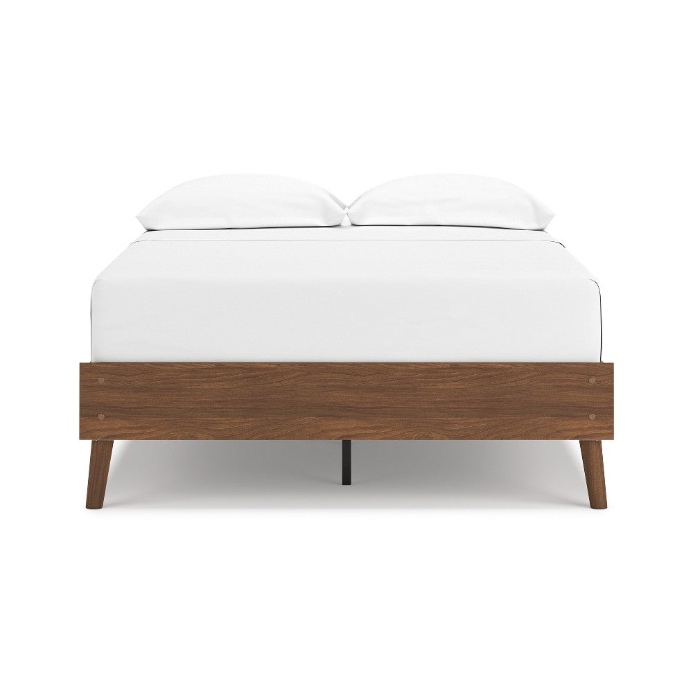 Forni Full Size Platform Bed, Dark Brown Wood, Sleek Splayed Legs -BM328138