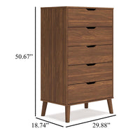 Forni Tall Dresser Chest, 5 Drawers, Transitional Dark Brown, 51 Inch -BM328141