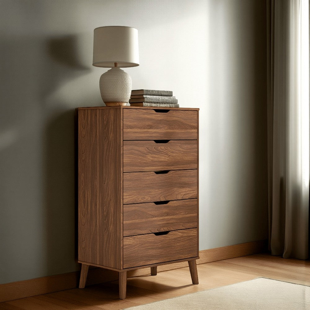 Forni Tall Dresser Chest, 5 Drawers, Transitional Dark Brown, 51 Inch -BM328141