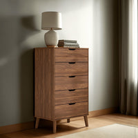 Forni Tall Dresser Chest, 5 Drawers, Transitional Dark Brown, 51 Inch -BM328141