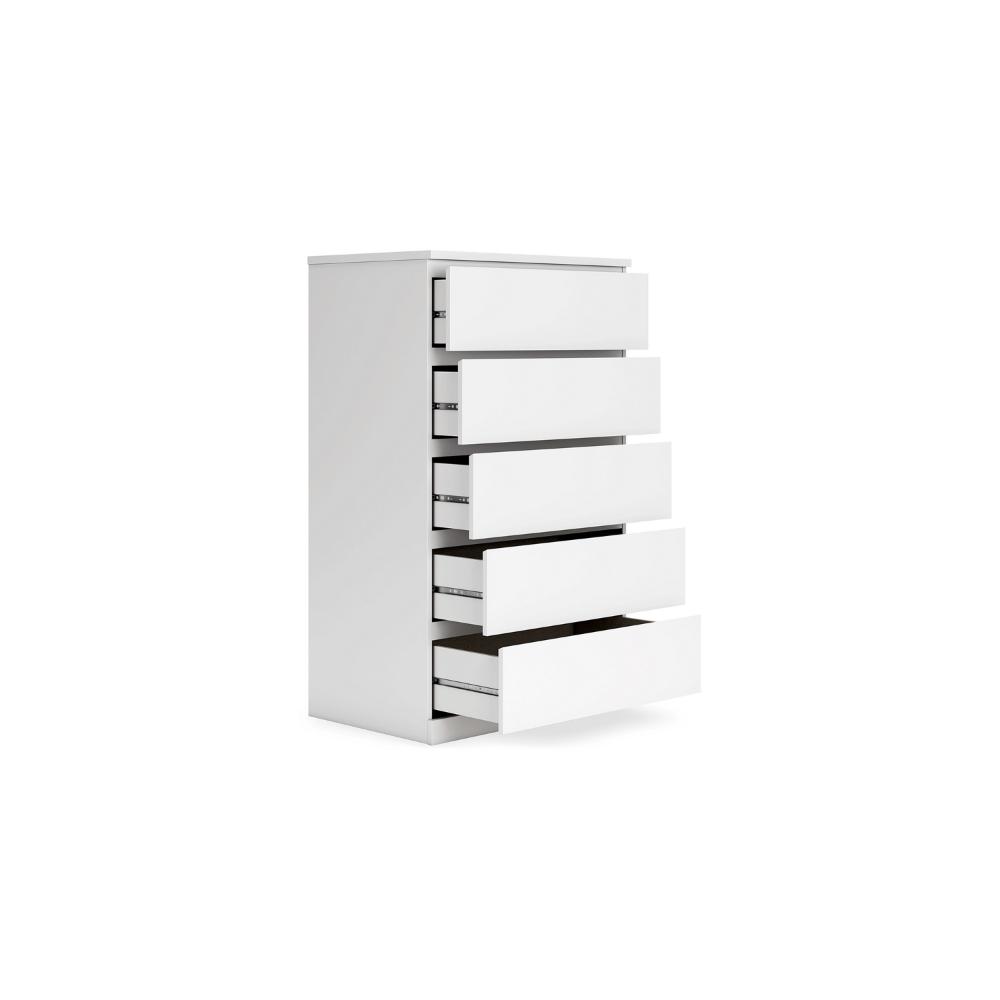 Onira Tall Dresser Chest, 5 Spacious Drawers, Modern White, 49 Inch -BM328144