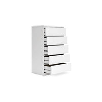 Onira Tall Dresser Chest, 5 Spacious Drawers, Modern White, 49 Inch -BM328144