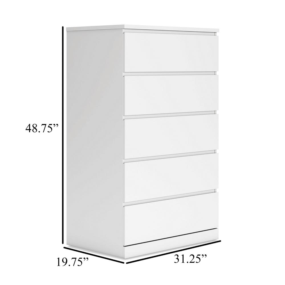 Onira Tall Dresser Chest, 5 Spacious Drawers, Modern White, 49 Inch -BM328144