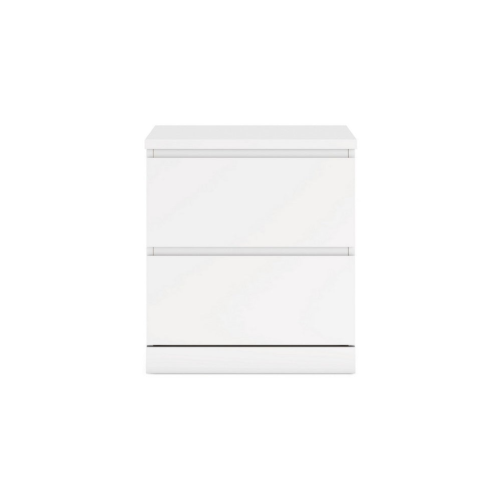 Onira Nightstand, 2 Spacious Drawers, Modern White Wood, 18 Inch -BM328145