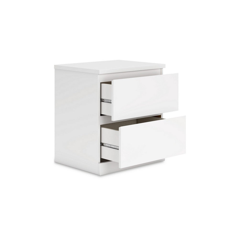 Onira Nightstand, 2 Spacious Drawers, Modern White Wood, 18 Inch -BM328145