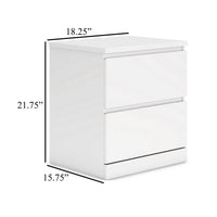 Onira Nightstand, 2 Spacious Drawers, Modern White Wood, 18 Inch -BM328145