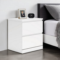 Onira Nightstand, 2 Spacious Drawers, Modern White Wood, 18 Inch -BM328145