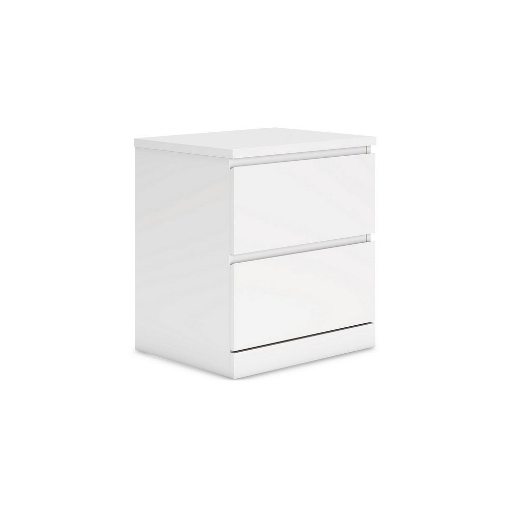 Onira Nightstand, 2 Spacious Drawers, Modern White Wood, 18 Inch -BM328145