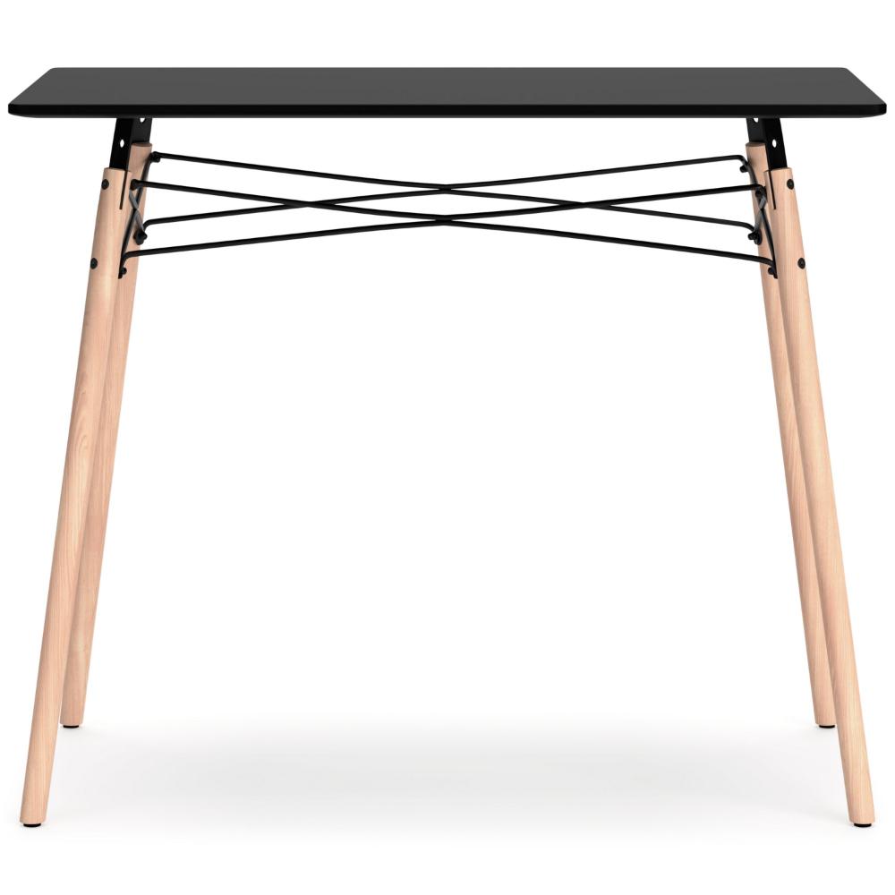 Laara Home Office Desk, Black, Brown Wood, Metal Leg Braces, 36 Inch -BM328147