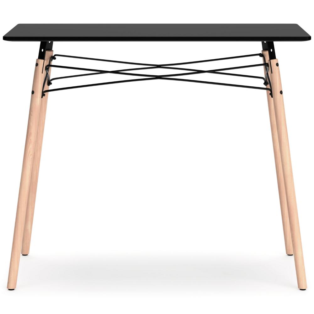 Laara Home Office Desk, Black, Brown Wood, Metal Leg Braces, 36 Inch -BM328147
