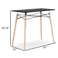 Laara Home Office Desk, Black, Brown Wood, Metal Leg Braces, 36 Inch -BM328147