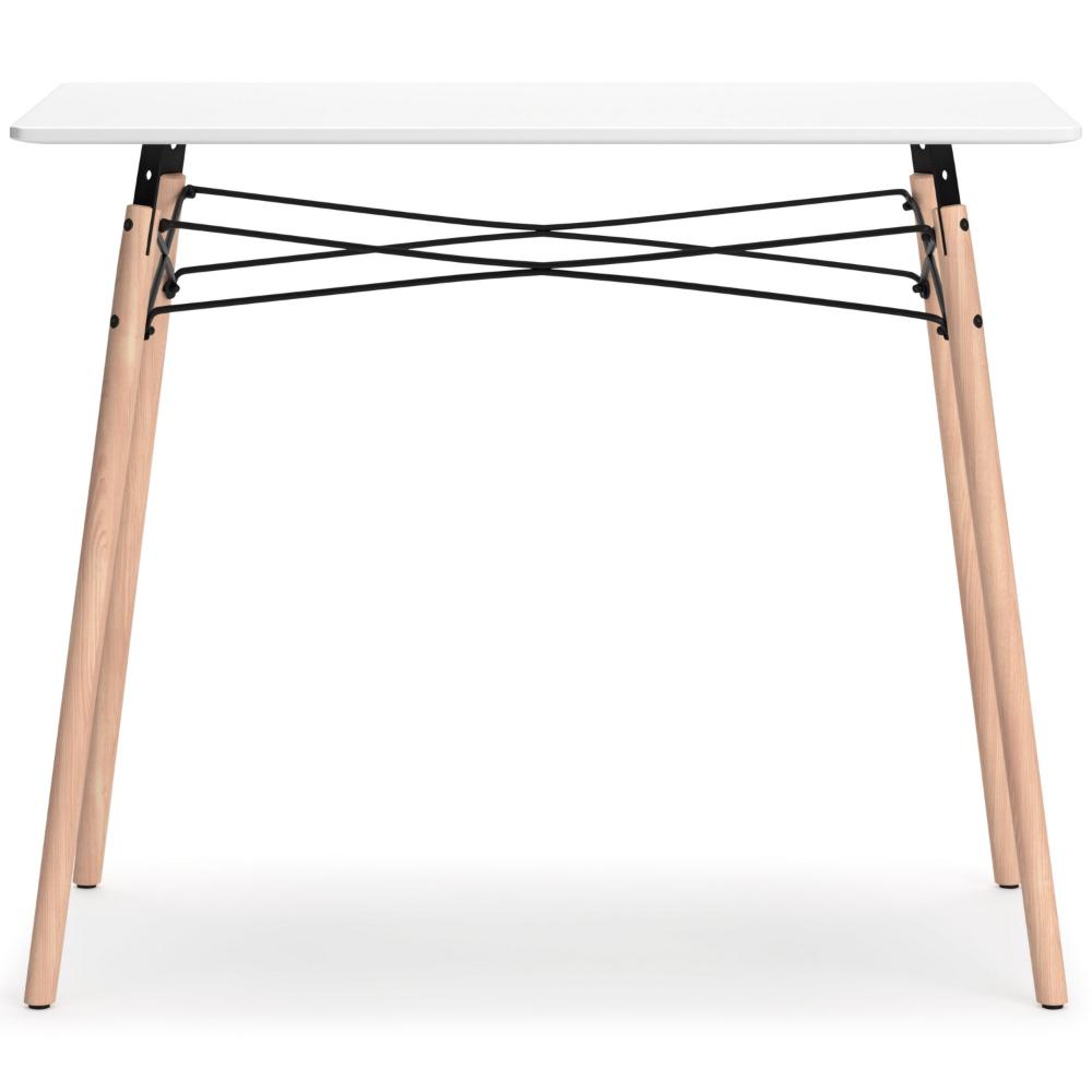 Laara Home Office Desk, White, Brown Wood, Metal Leg Braces, 36 Inch -BM328148