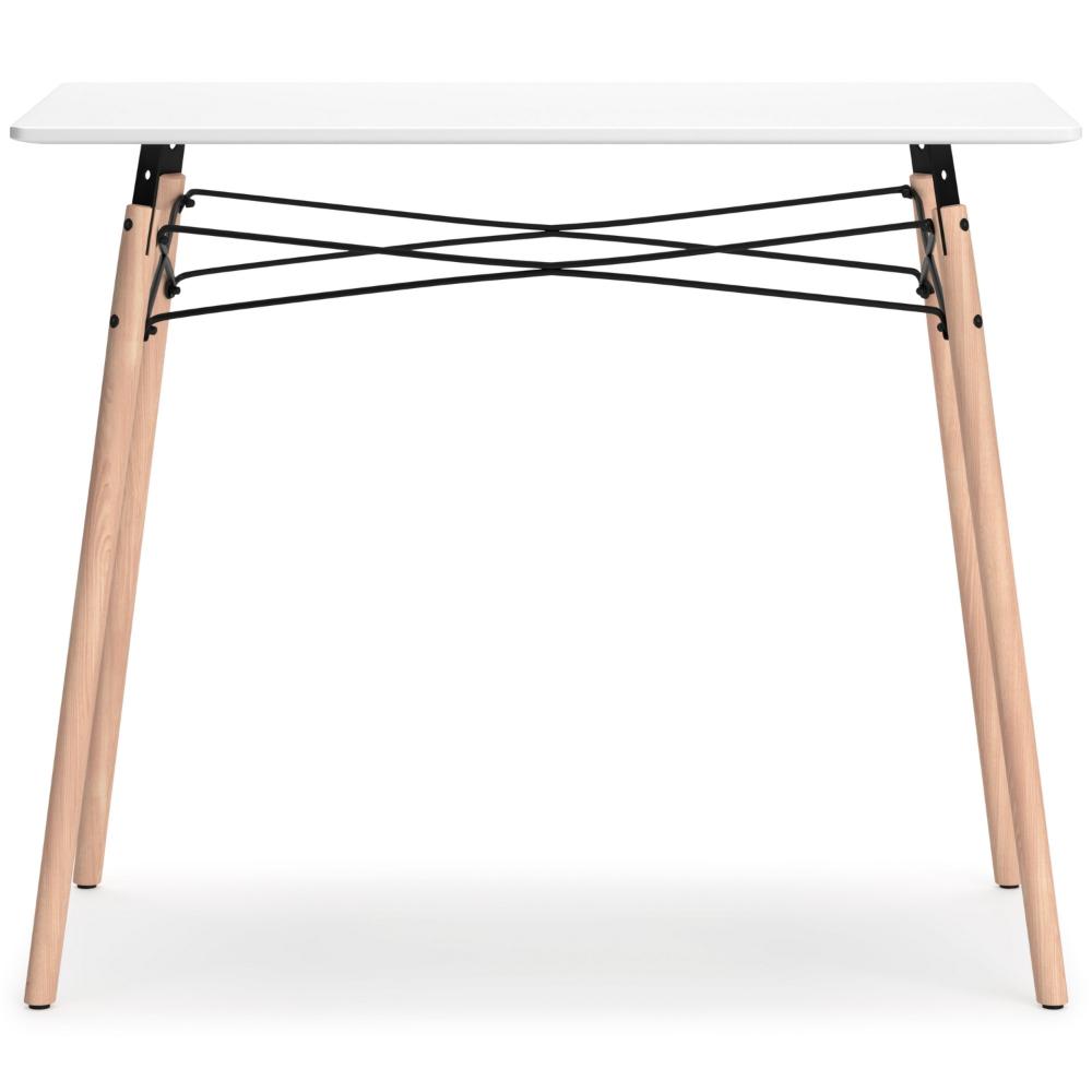 Laara Home Office Desk, White, Brown Wood, Metal Leg Braces, 36 Inch -BM328148