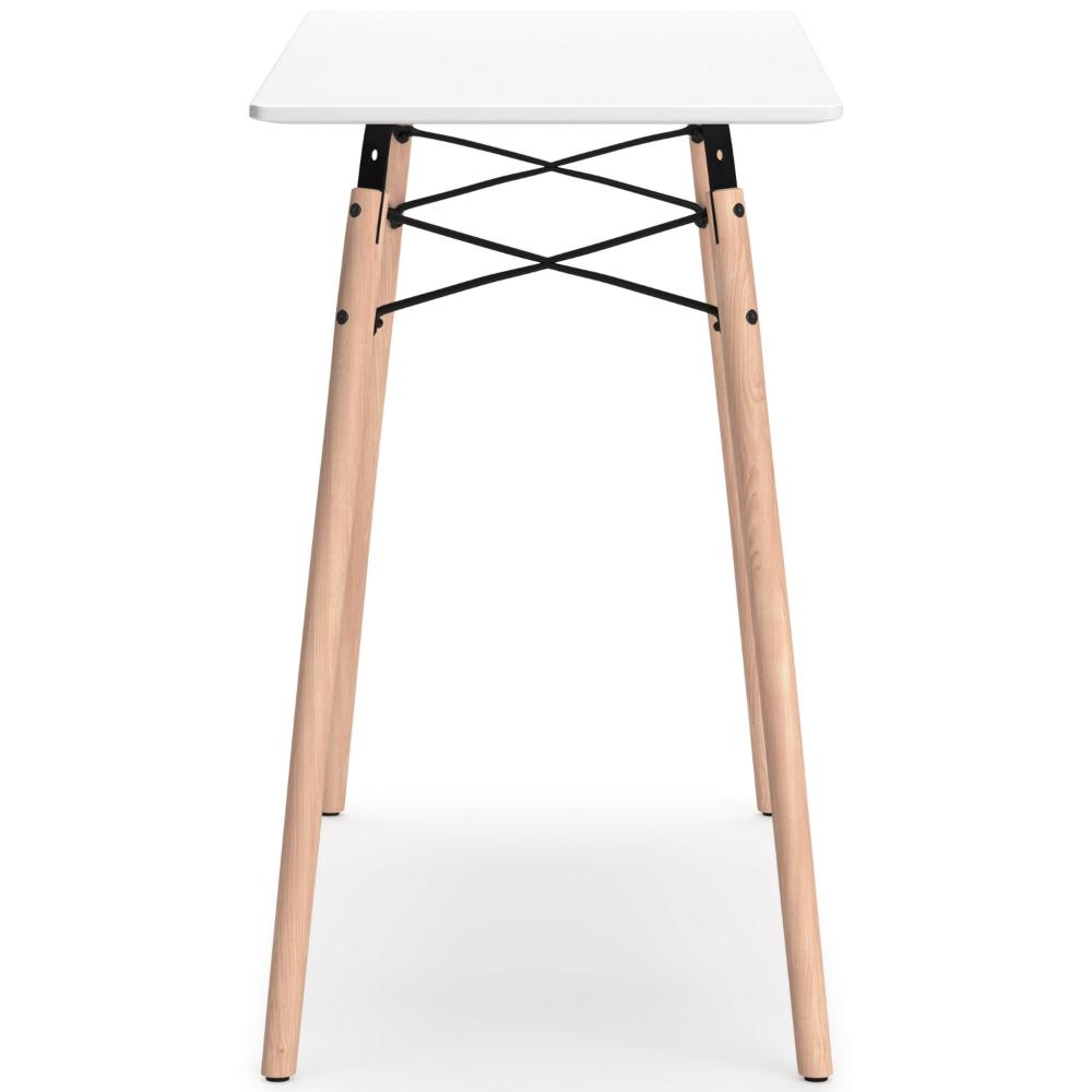 Laara Home Office Desk, White, Brown Wood, Metal Leg Braces, 36 Inch -BM328148