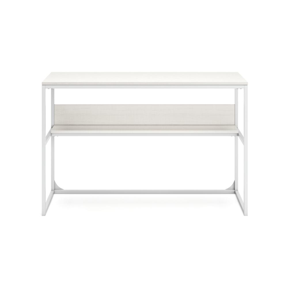 Deni Home Office Desk, 1 Shelf, White Wood, Metal Frame, 47 Inch -BM328150