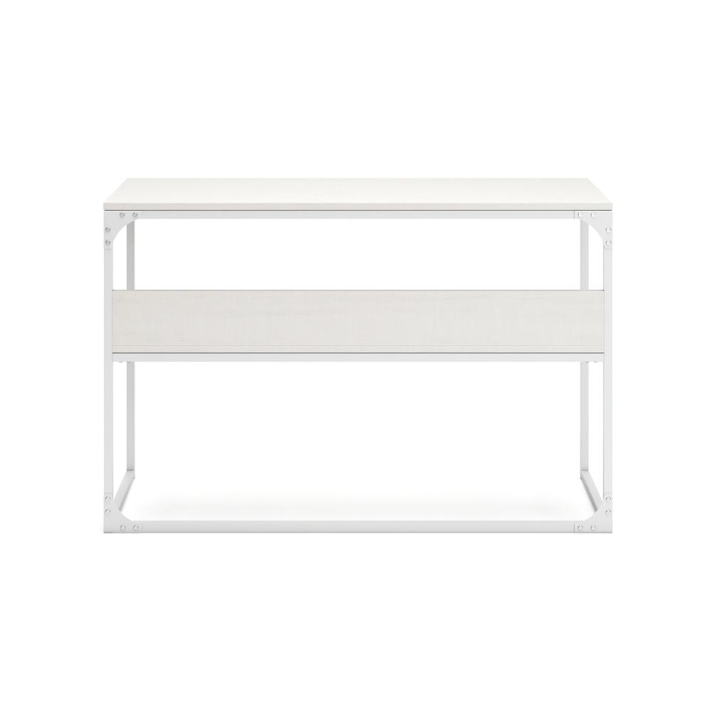 Deni Home Office Desk, 1 Shelf, White Wood, Metal Frame, 47 Inch -BM328150