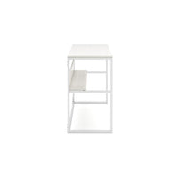 Deni Home Office Desk, 1 Shelf, White Wood, Metal Frame, 47 Inch -BM328150