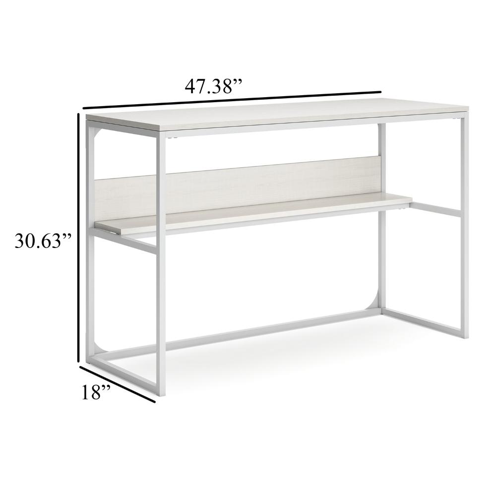 Deni Home Office Desk, 1 Shelf, White Wood, Metal Frame, 47 Inch -BM328150