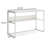 Deni Home Office Desk, 1 Shelf, White Wood, Metal Frame, 47 Inch -BM328150
