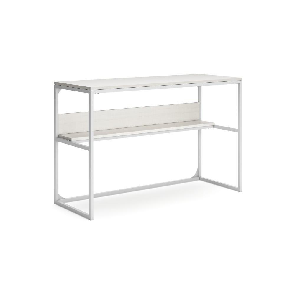 Deni Home Office Desk, 1 Shelf, White Wood, Metal Frame, 47 Inch