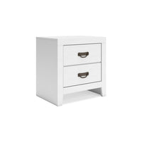 Feo Bedside Nightstand, 2 Drawers, White Okoume Finish, Solid Hardwood -BM328165