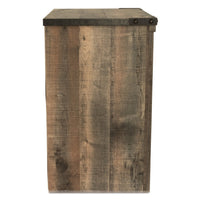 Zoey Nightstand w Drawer and Shelf, USB, Rustic Brown Plank Details -BM328168