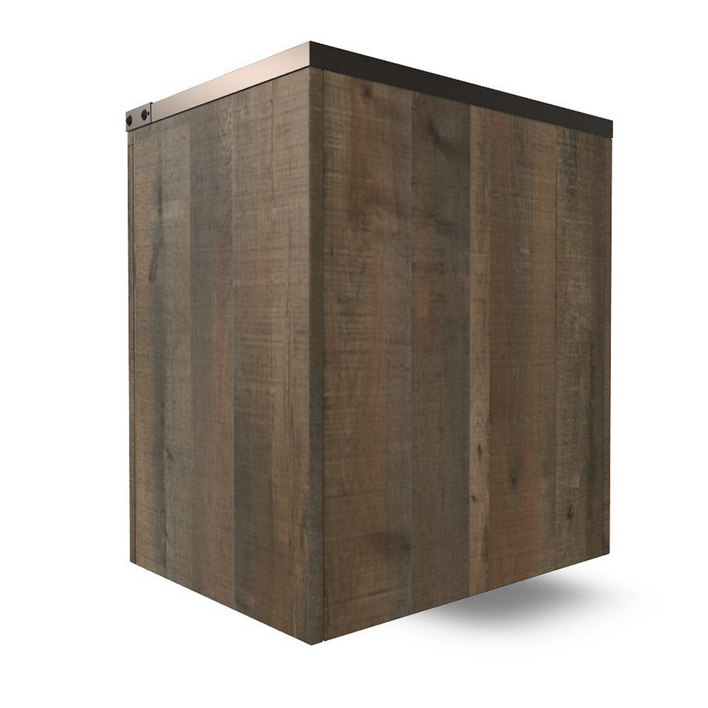 Zoey Nightstand w 2 Drawers, USB Port, Rustic Brown Plank Details -BM328169