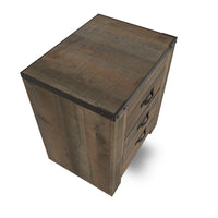 Zoey Nightstand w 2 Drawers, USB Port, Rustic Brown Plank Details -BM328169