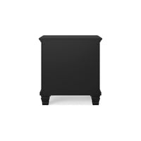 Lemo Nightstand, 2 Wide Drawers, Nickel Round Knobs, Black Solid Wood -BM328178