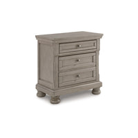 Ryno Nightstand, 2 Drawers, Pull Out Tray, Nickel Round Knobs, Gray -BM328183