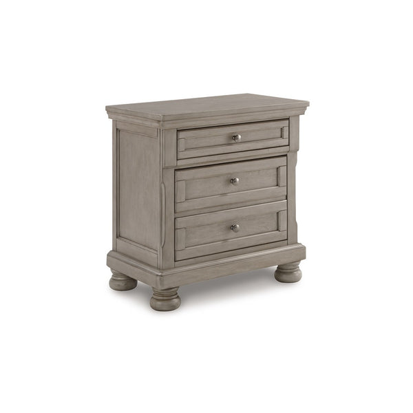 Ryno Nightstand, 2 Drawers, Pull Out Tray, Nickel Round Knobs, Gray -BM328183