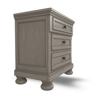 Ryno Nightstand, 2 Drawers, Pull Out Tray, Nickel Round Knobs, Gray -BM328183