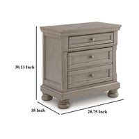 Ryno Nightstand, 2 Drawers, Pull Out Tray, Nickel Round Knobs, Gray -BM328183