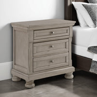 Ryno Nightstand, 2 Drawers, Pull Out Tray, Nickel Round Knobs, Gray -BM328183