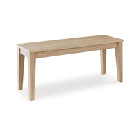 Glim Accent Dining Bench, 42 Inch, Minimalist, Light Brown Hardwood