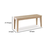 Glim Accent Dining Bench, 42 Inch, Minimalist, Light Brown Hardwood -BM328184