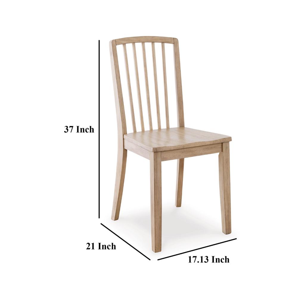 Glim Dining Side Chair Set of 2, Brown Hardwood Seat w Slatted Back -BM328185