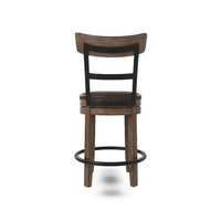 Pine Swivel Counter Height Stool Chair, 24 Inch, Brown Faux Leather  -BM328189