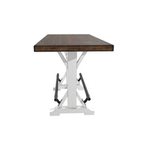 Becy Counter Height Dining Table, 60 Inch, White and Brown Pine Wood -BM328191