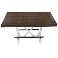 Becy Counter Height Dining Table, 60 Inch, White and Brown Pine Wood -BM328191