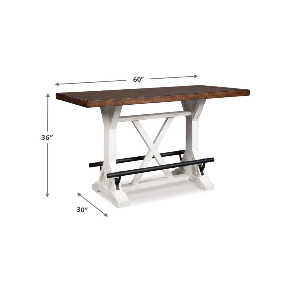Becy Counter Height Dining Table, 60 Inch, White and Brown Pine Wood -BM328191