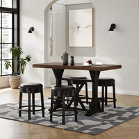 Becy Counter Height Dining Table, 60 Inch, Brown, Black Pine Wood -BM328192