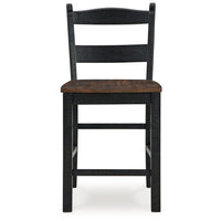 Becy Counter Height Chair Set of 2, 24 Inch, Black and Brown Wood -BM328193